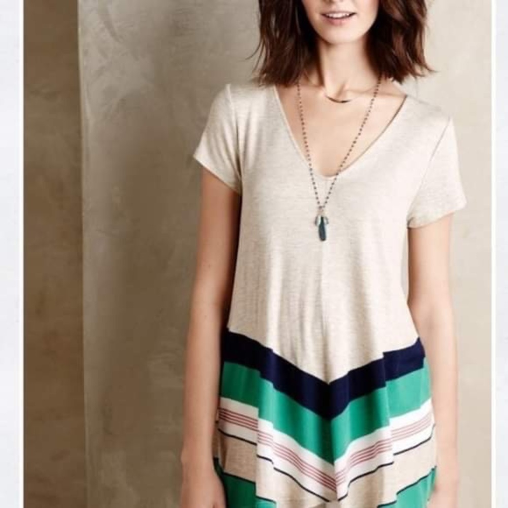 Anthropologie Puella Stripe Chevron Swing T Shirt XS